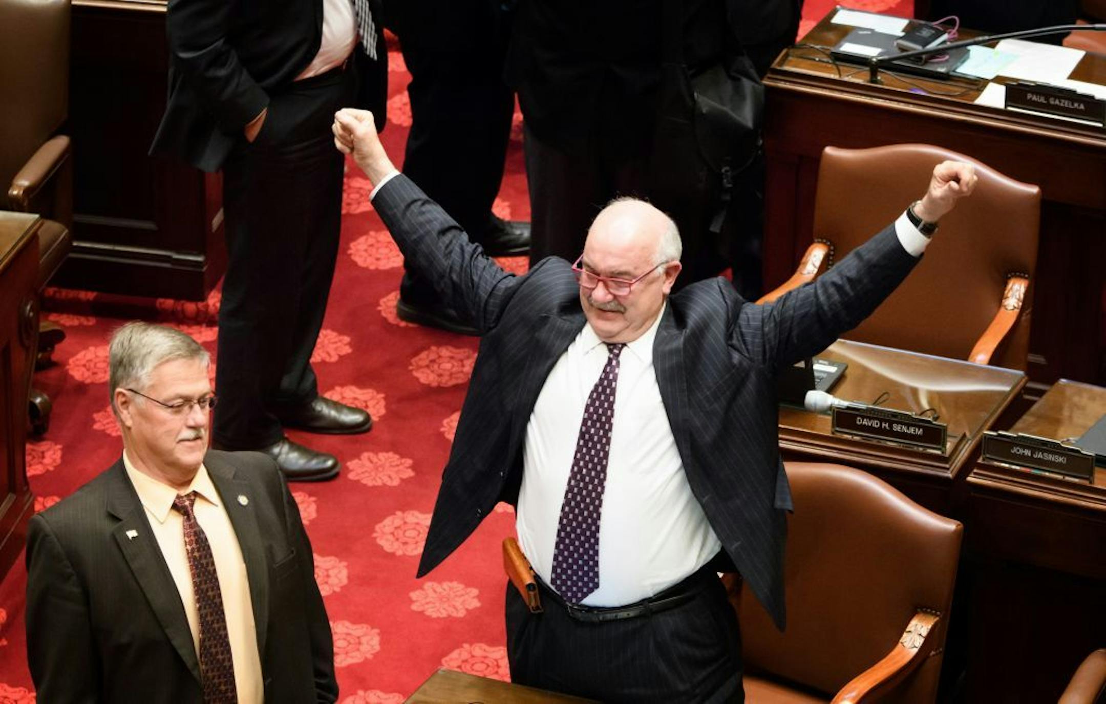 Senator David Tomassoni, DFL-Chisholm, had a big stretch at 6:59 a.m. as the Senate reached its special session adjournment deadline with major bills unresolved.