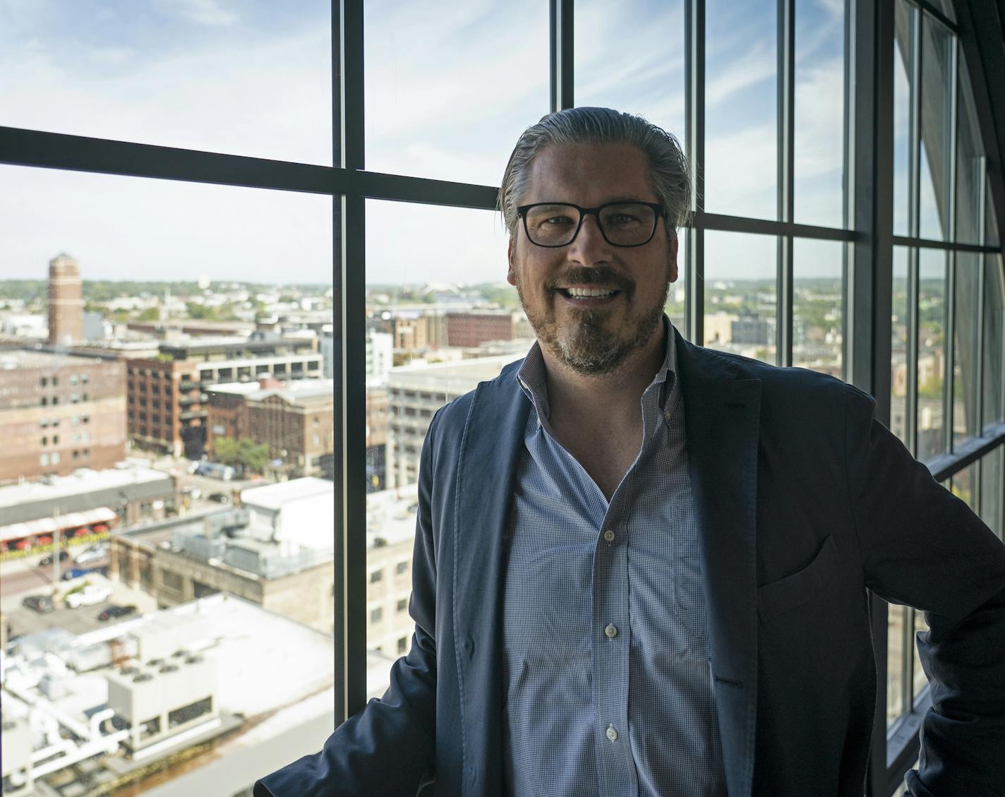 Calabrio CEO Tom Goodmanson was photographed at the company's Minneapolis North Loop location which was under construction. ] Shari L. Gross &#xa5; shari.gross@startribune.com Calabrio CEO Tom Goodmanson photographed at new Calabrio space in the Minneapolis North Loop, which is under construction, on Tuesday, Sept. 24, 2019.