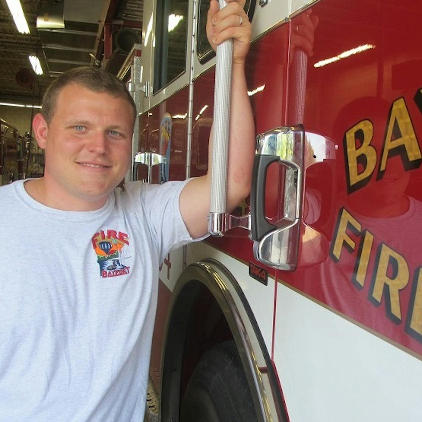 Capt. Jake Eisenger, a nine-year veteran of the Bayport Fire Department, said he caught the firefighting fever as a boy when he watched his father, Allen, in action.