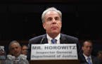 FILE -- Justice Department Inspector General Michael Horowitz testifies on Capitol Hill on June 18, 2018. A long-awaited report by Horowitz to be rele