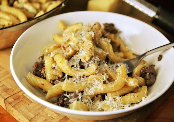 Now is the perfect time to get in the last hearty tastes of winter with this dish of pasta with cauliflower and sausage. (Gretchen McKay/Pittsburgh Po