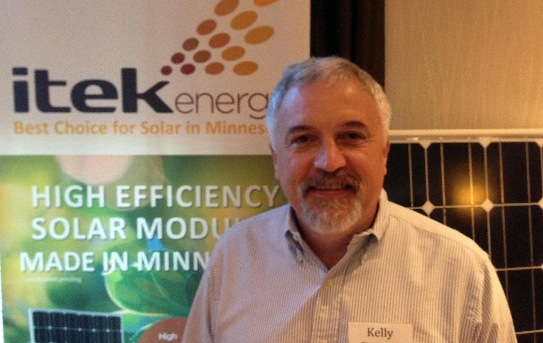 Kelly Samson, cofounder and vice president of Itek Energy of Bellingham, Wash., at the Minnesota Solar Energy Industry Association confence in Minneapolis on Nov. 4, 2014. The solar company that plans to open a panel manufacturing plant in Minneapolis in early 2015.