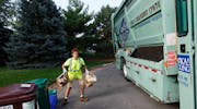 Connie Kight worked at a fast pace to recycle material from roughly 900 homes on her beat in Roseville, Minn., in September 2009. 