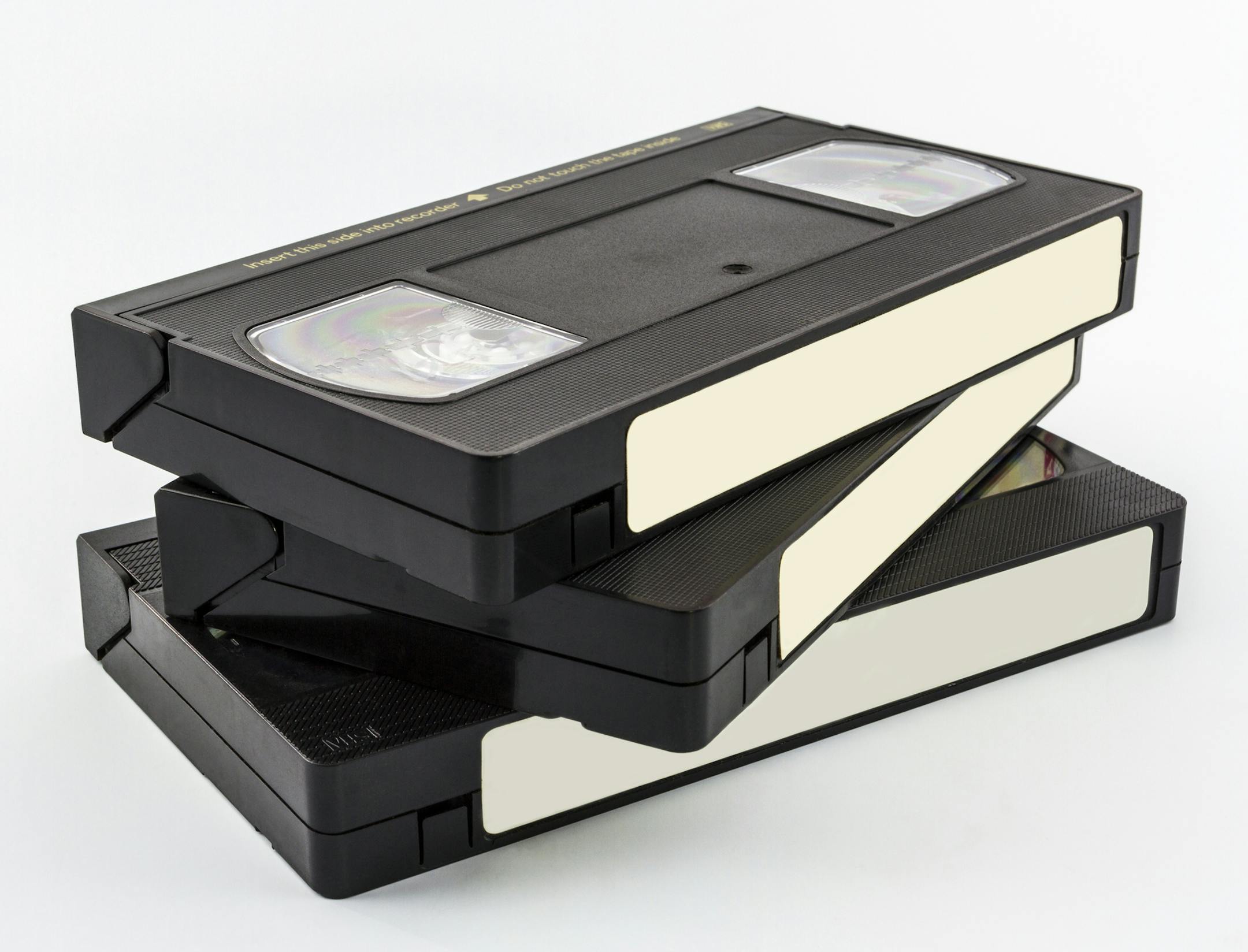 VHS video cassette isolated on white background.