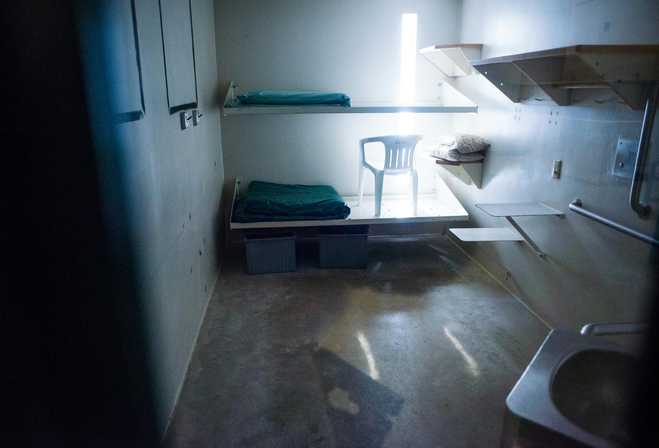 Most inmates would share a cell with two bunks, a toilet and sink, desk and a storage tub for their personal affects. ] Mark Vancleave - mark.vancleave@startribune.com * Prairie Correctional Facility in Appleton, Minn. has been vacant for six years. CCA staff gave the Star Tribune a tour of the facility on Feb. 9, 2016.