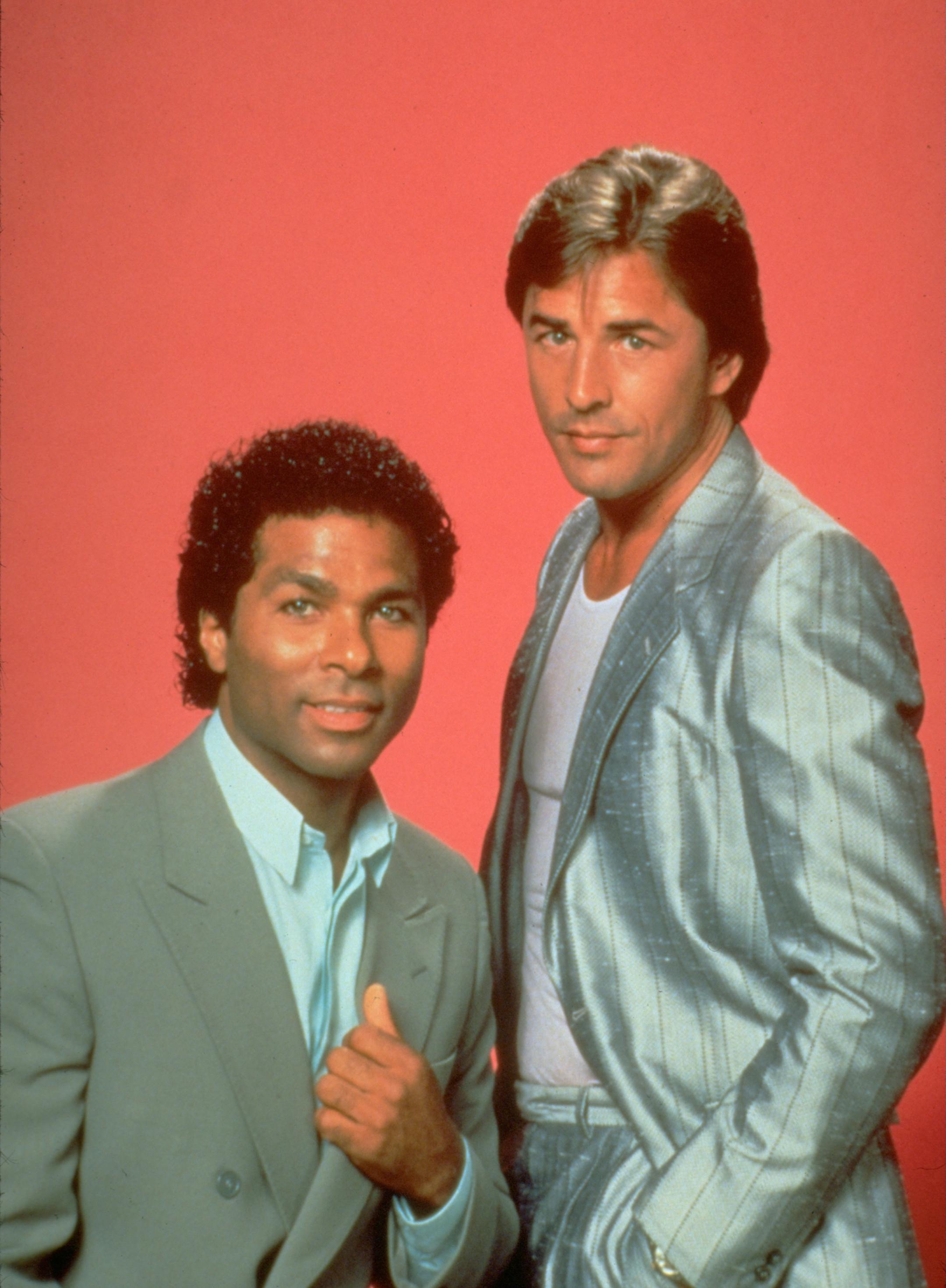 Philip Michael Thomas, left, and Don Johnson starred in the TV series "Miami Vice."