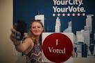 Sophia Morrissette, 19, of Minneapolis voted for the first time ever at the Early Vote Monday August 6, 2018 in Minneapolis, MN.