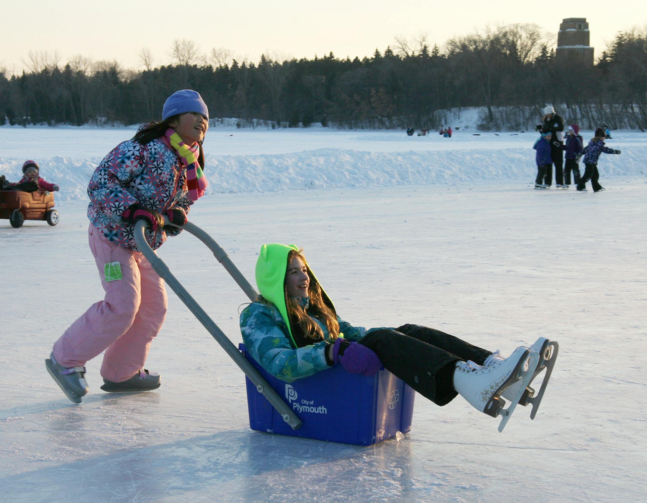 The 26th-annual Fire & Ice Festival will be held Feb. 7 at Parkers Lake Park in Plymouth featuring recycling bin races and other family events. The festival is free and open to the public. Photo submitted by City of Plymouth.