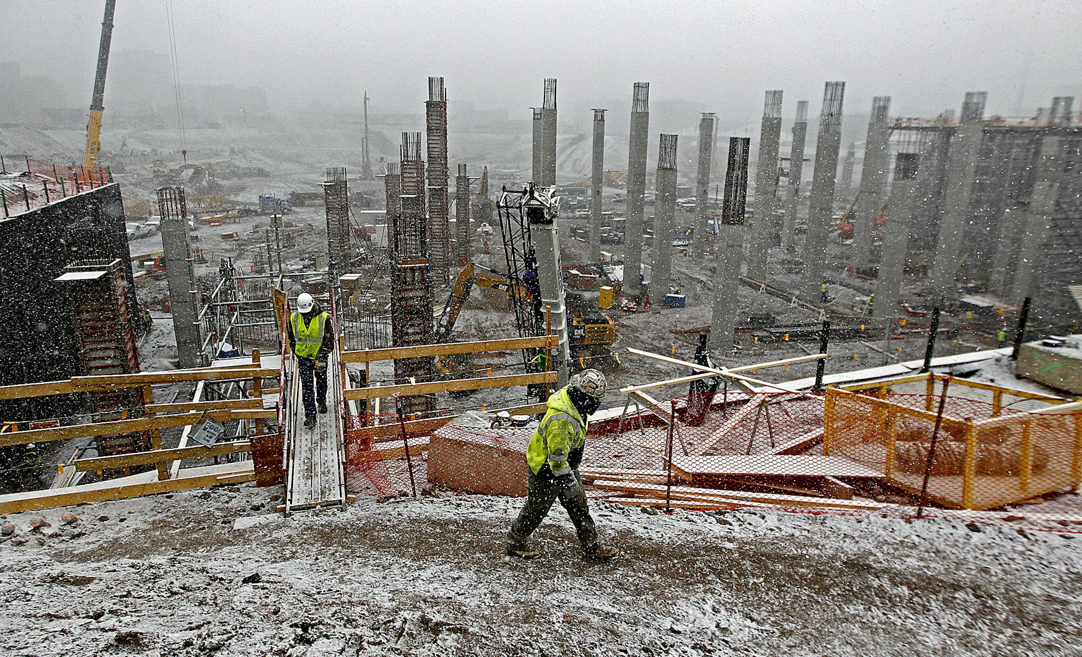 Work continues on the new Vikings stadium.