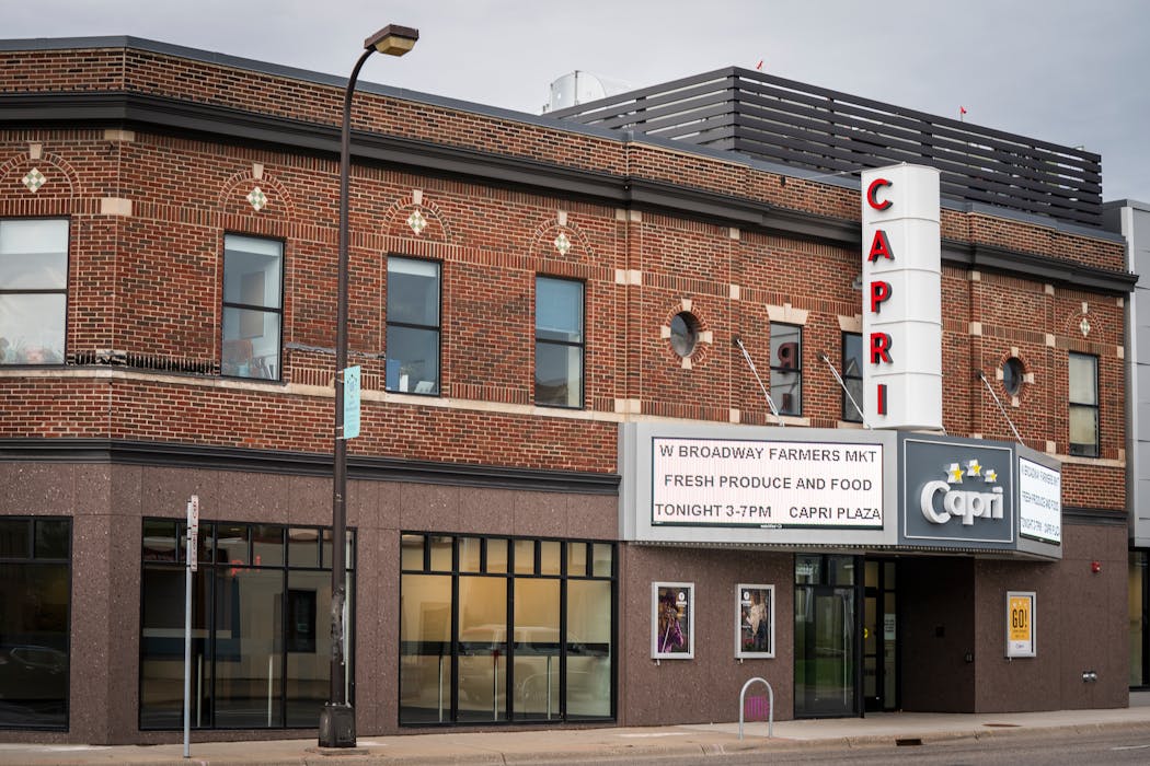 The marquee of the renovated Capri Theater is a beacon in north Minneapolis.