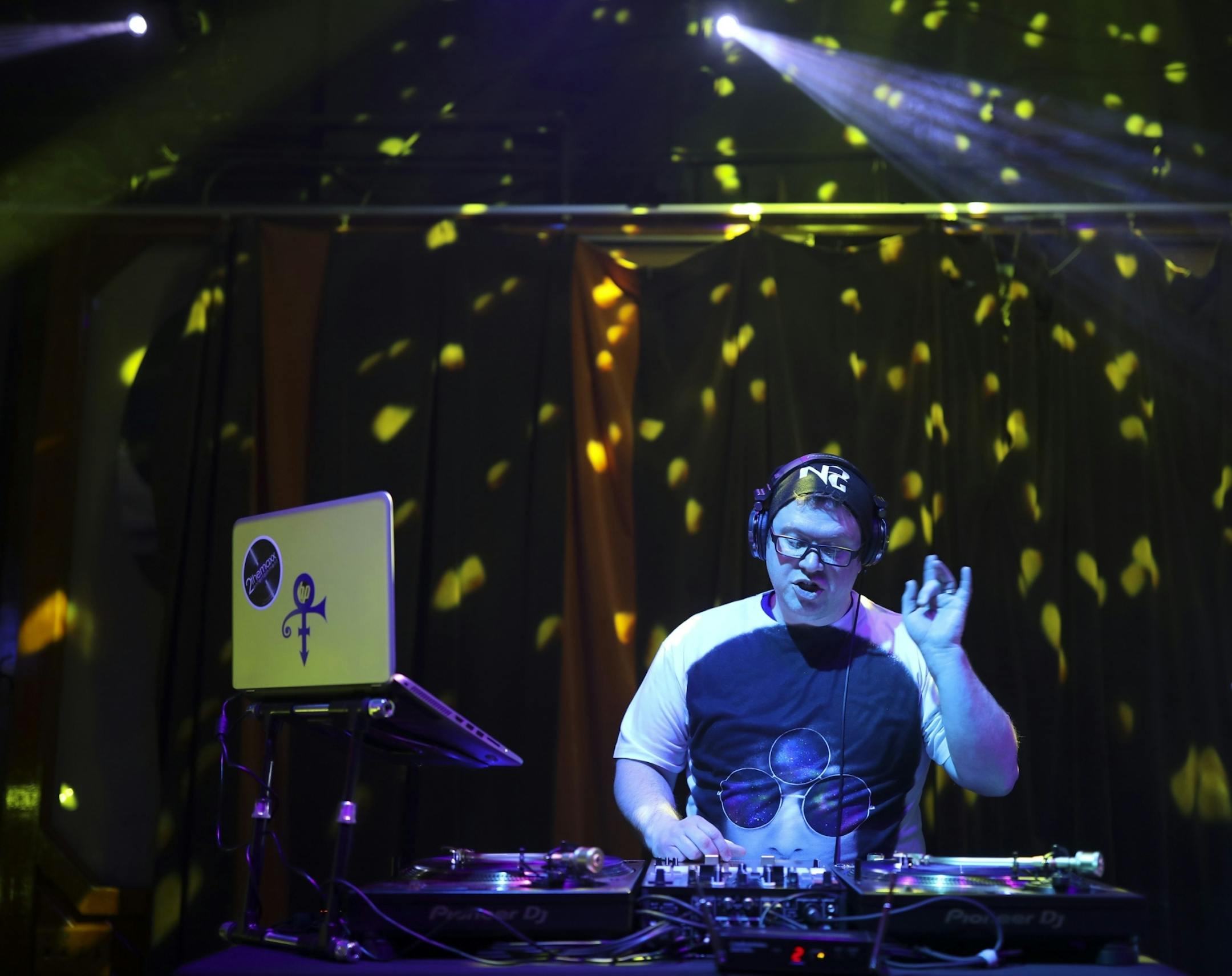 DJ Michael Holtz got the party started Wednesday night at Lee's Liquor Lounge.