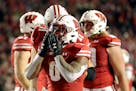 Wisconsin’s Braelon Allen reacted after scoring an overtime touchdown in the Badgers’ 24-17 victory against Nebraska last Saturday in Madison.