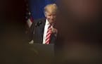 FILE-- President Donald Trump speaks during a visit to U.S. Central Command at MacDill Air Force Base in Tampa., Fla., Feb. 6, 2017. Trump lashed out 