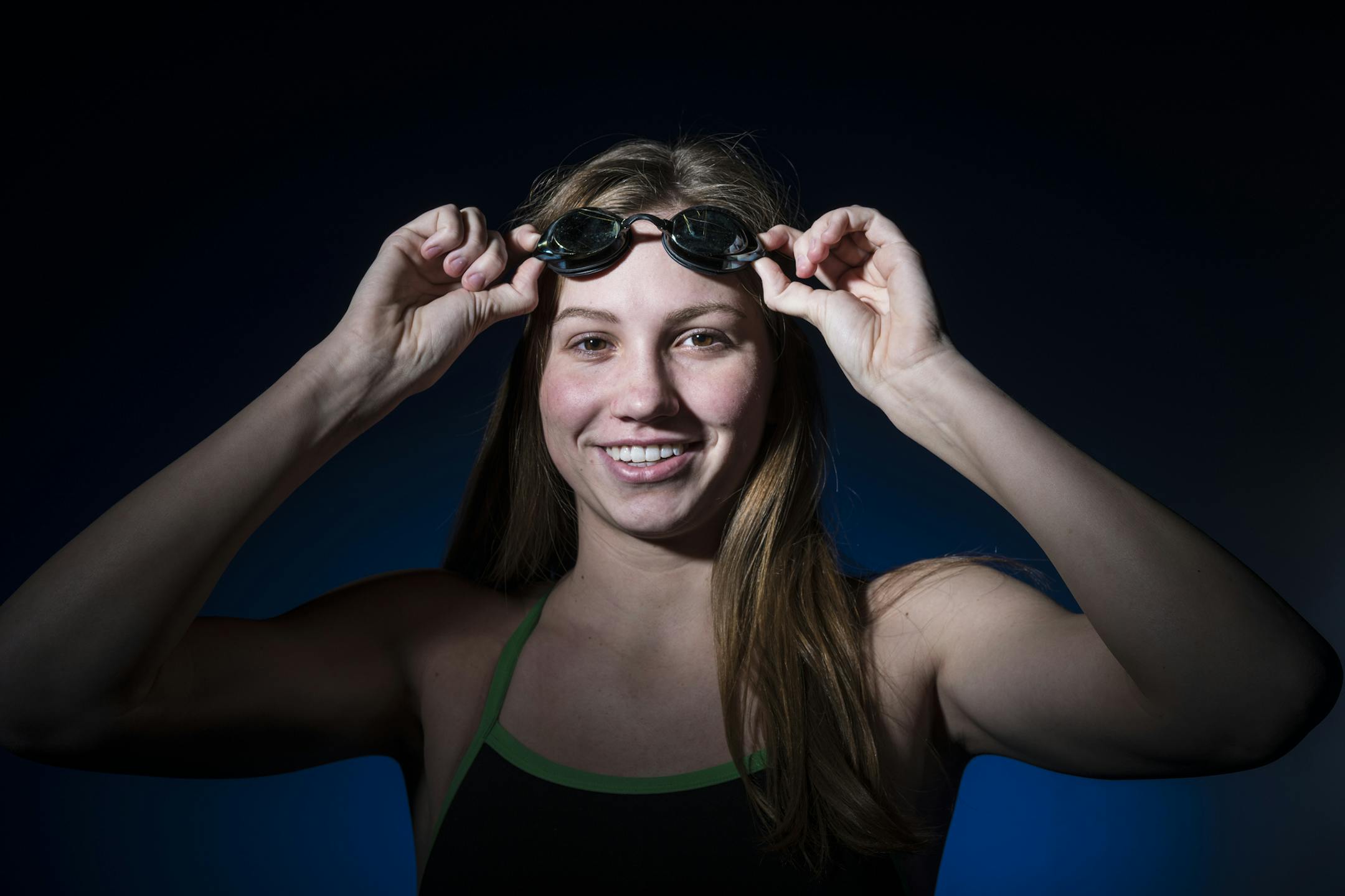 Kelli McCarthy is on the Edina girls' swimming team, ]In studio photo shoot of first Star Tribune fall athlete of the year for girls' swimming, girls' tennis, and boys' and girls' cross-country. total of four kids.Richard Tsong-Taatariiïrtsong-taatarii@startribune.com