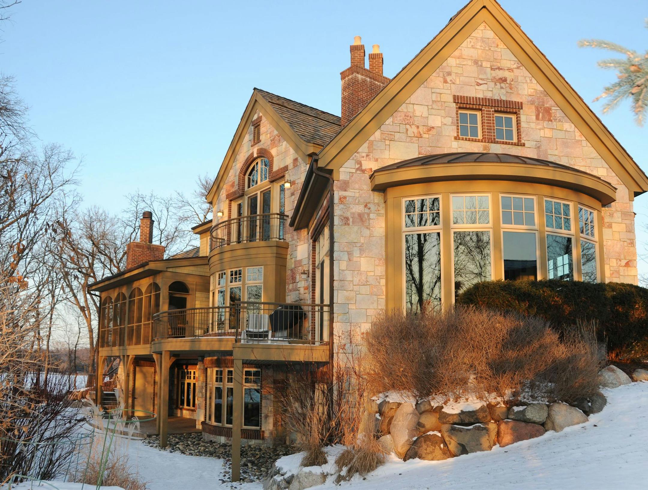Jacqueline Day Exterior, stone house on Sweeney Lake peninsula