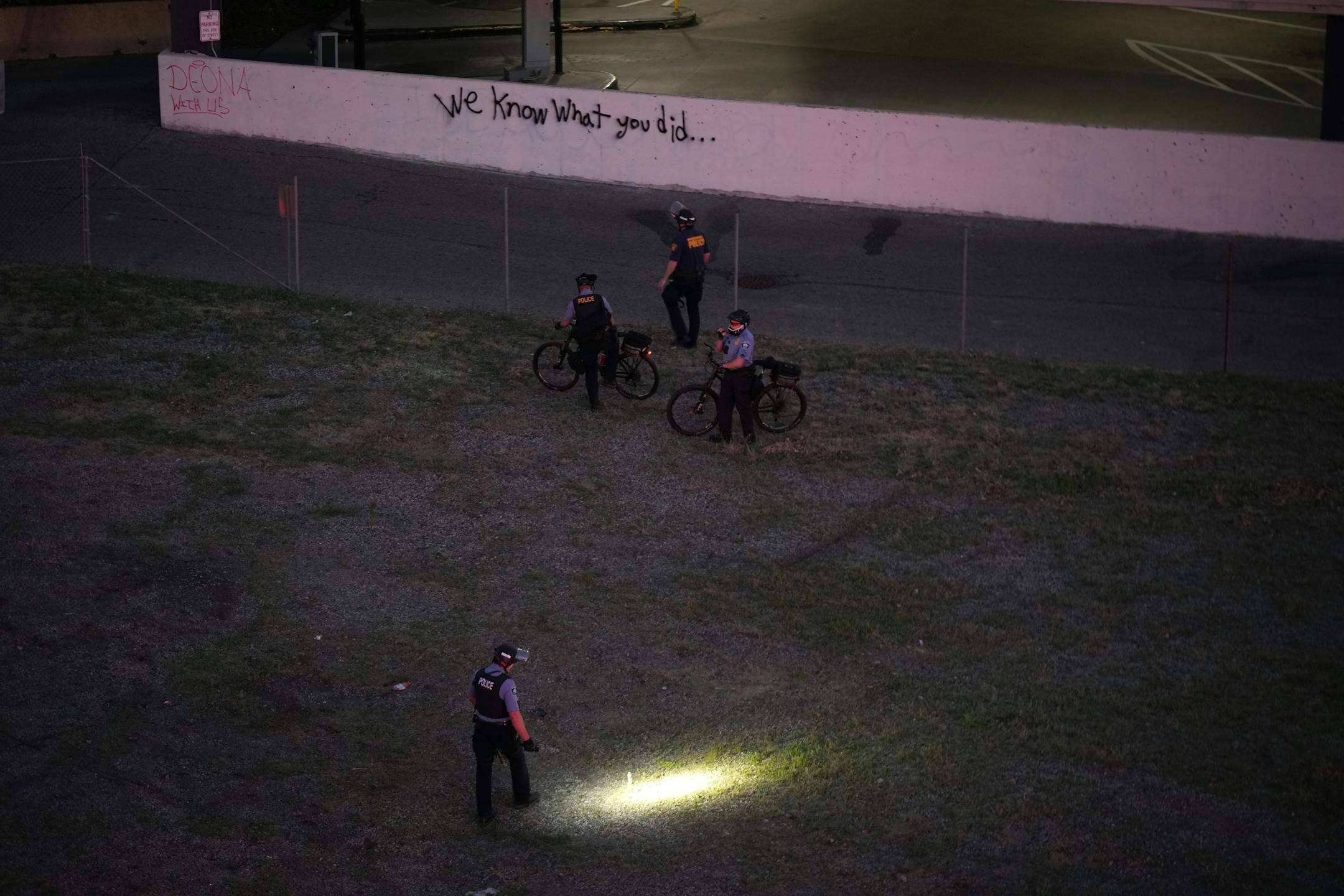 Minneapolis Police descended on the block long stretch of Lake St. in Uptown just before sunset Tuesday night, June 15, 2021 to dismantle the barricades erected by protesters.