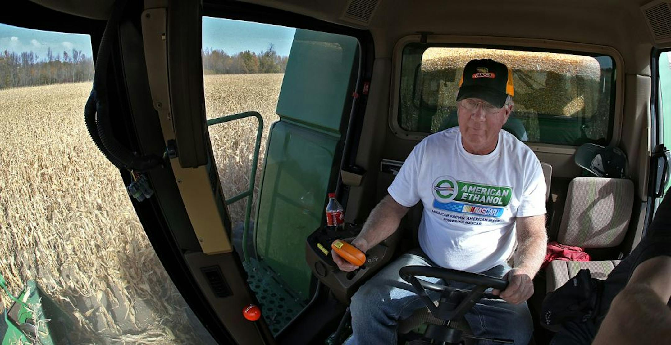 Minnesota farmer Tom Haag was busy harvesting corn in October. Corn is among the state's top export commodities.