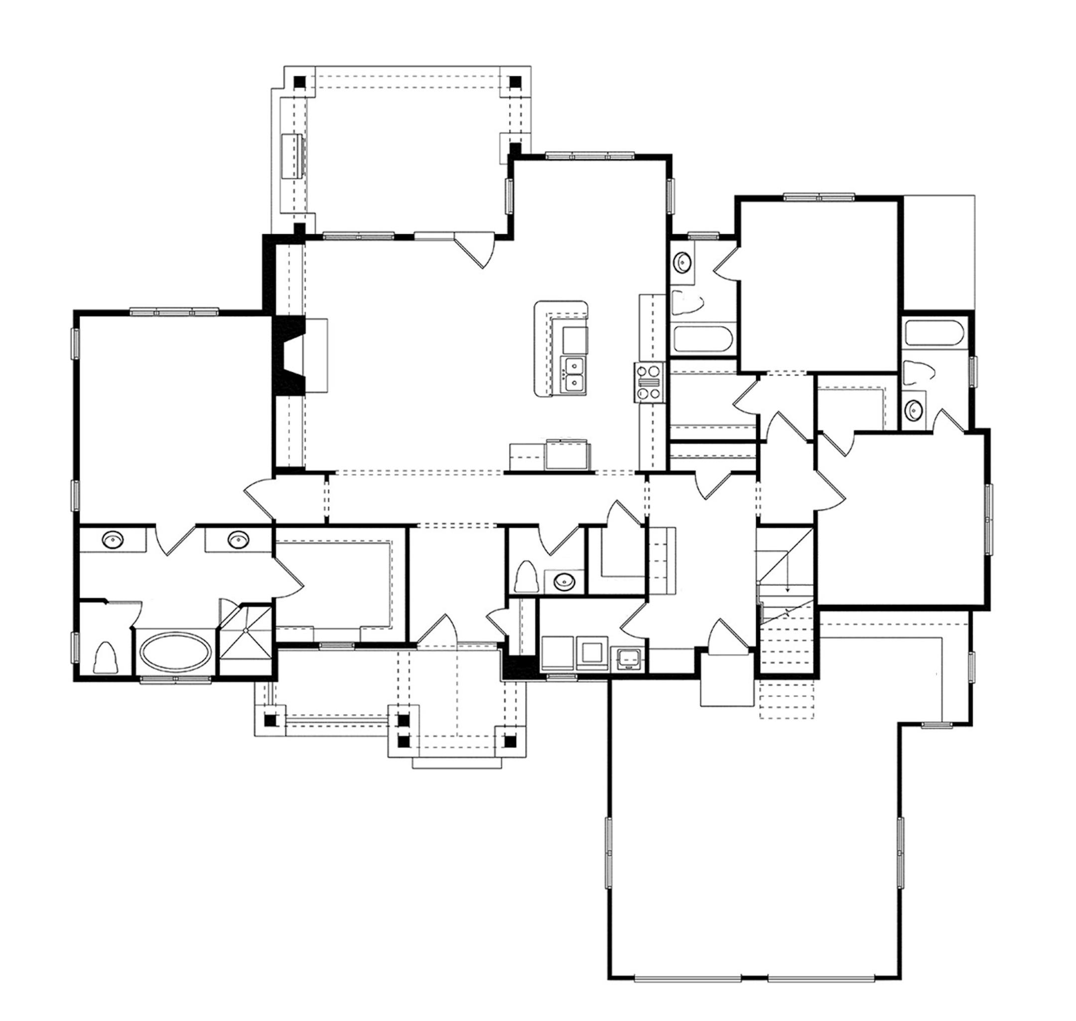 This one-story Craftsman has a rustic look.