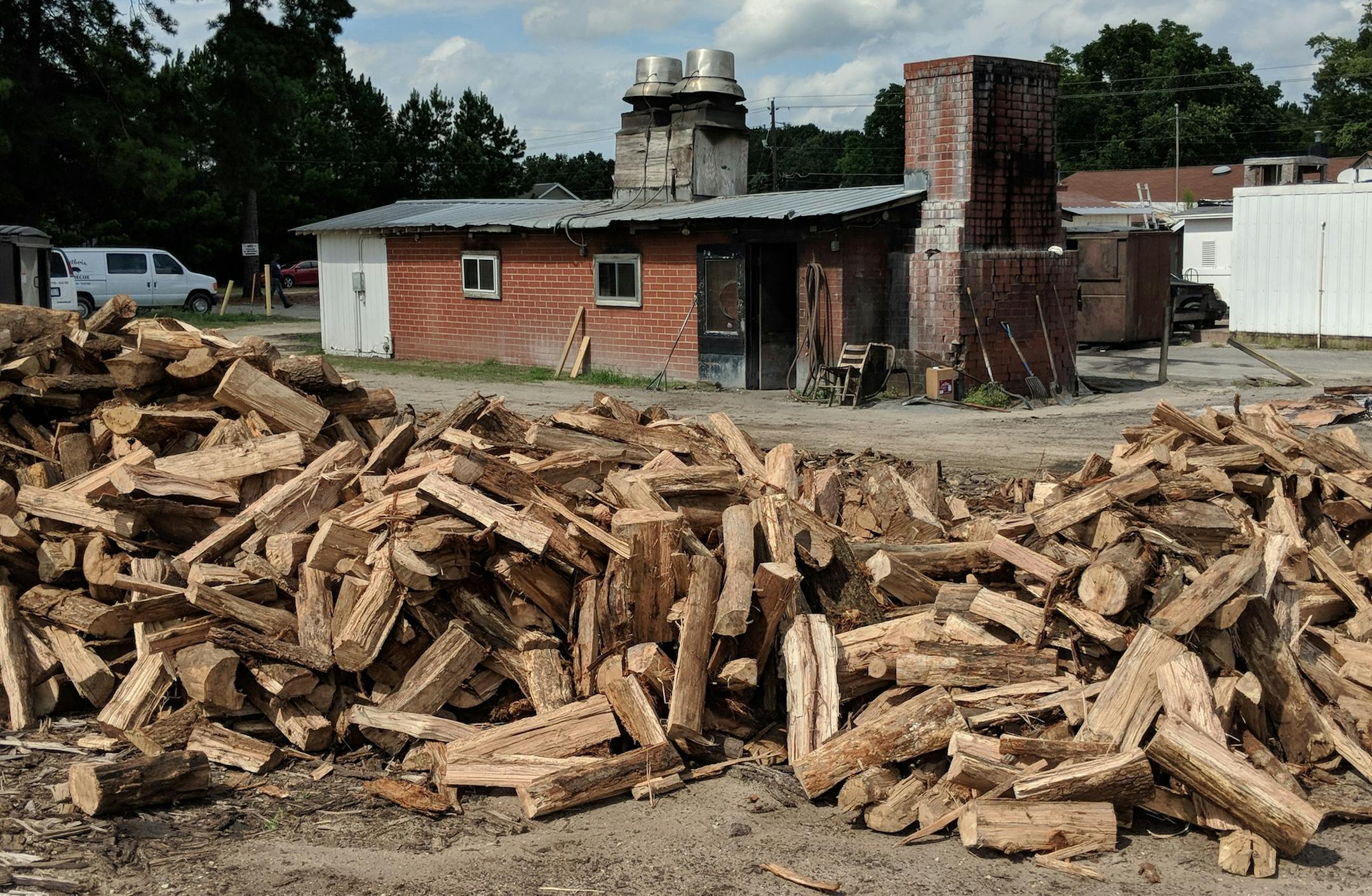 Wood fuels the flavor at Wilber's Barbecue in Goldsboro, N.C.