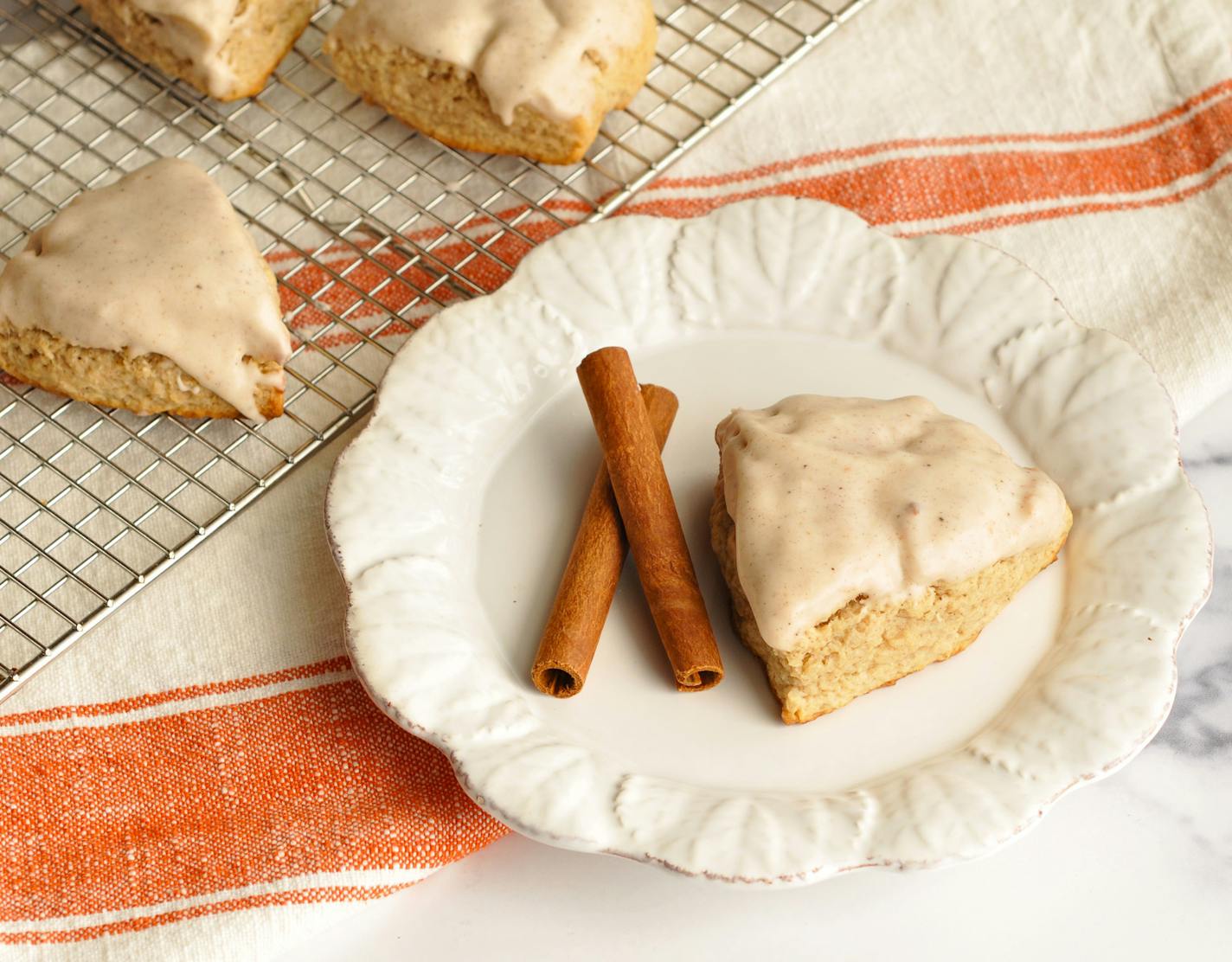 Glazed Chai-Spiced Cream Scones have warming fall flavors. Recipe and photo by Meredith Deeds, Special to the Star Tribune