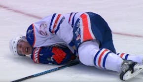 Edmonton Oilers center Matt Hendricks collapsed after being hit by a puck.