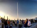 Spaceflight enthusiasts and media members watched as the Orion test-capsule lifted off during the Ascent Abort-2 launch at Cape Canaveral Air Force St