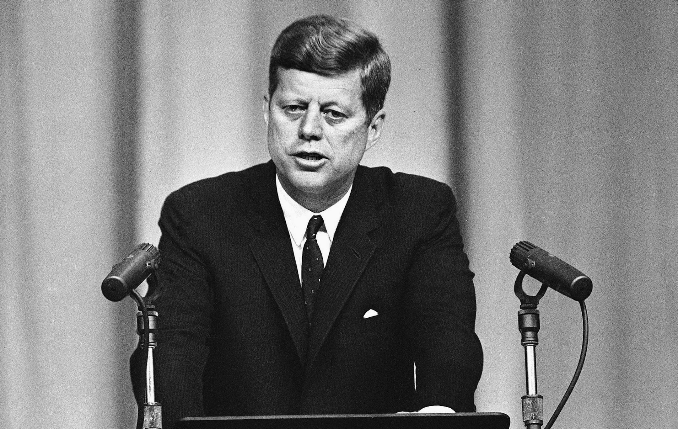 President John F. Kennedy opens at a Washington news conference on Sept. 13, 1962, with a lengthy statement on the Cuban situation. The president declared the United States will be ‚Äúalert and fully capable‚Äù to deal with any offensive threat from Soviet-backed Cuba against the United States or any country in this hemisphere. (AP Photo) ORG XMIT: APHS403741