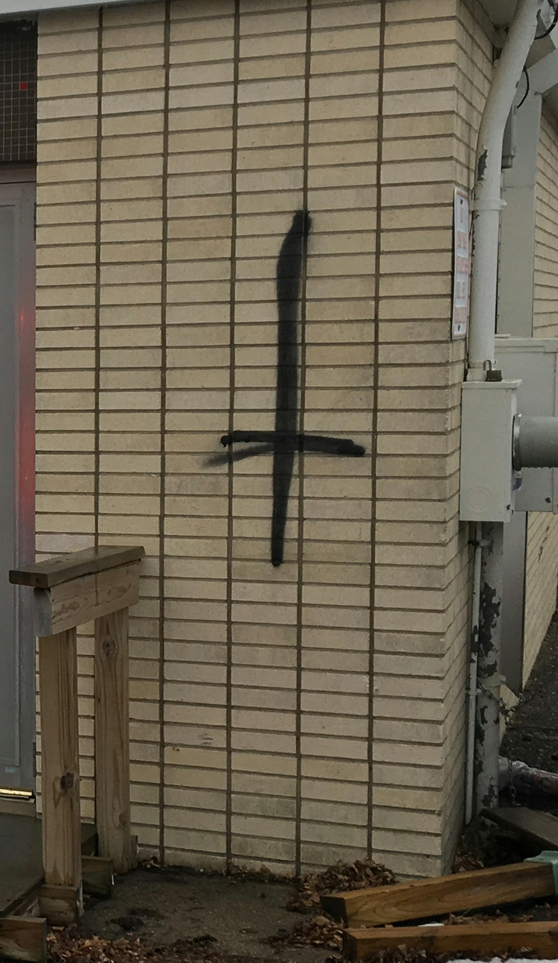 An upside down cross was one of three instances of Sunday night vandalism at the St. Paul headquarters of Pro-Life Action Ministries.
