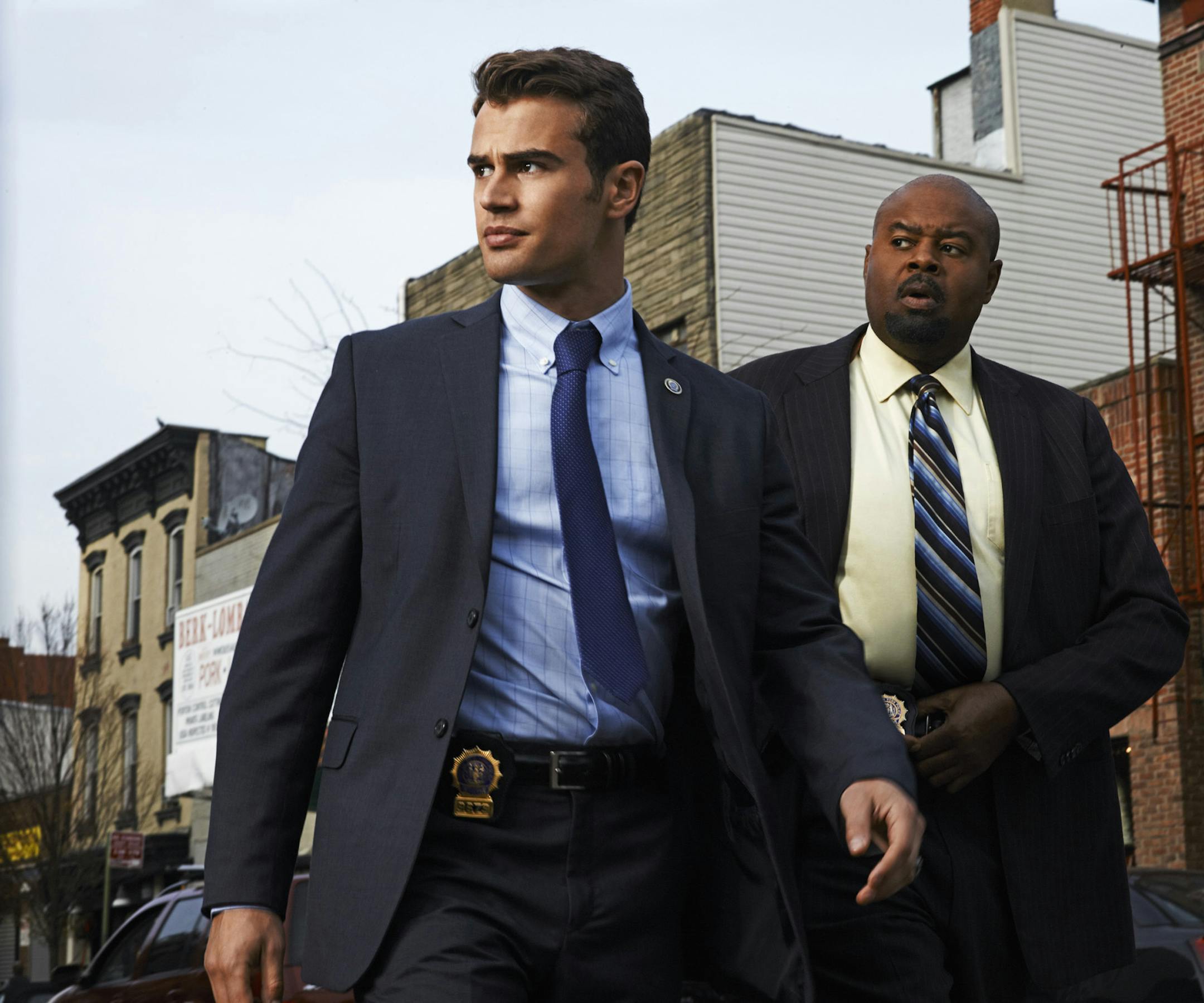 Walter Clark Jr. (Theo James, left) is partnered with and mentored by experienced veteran Detective Don Owen (Chi McBride, right) in the new CBS drama GOLDEN BOY.