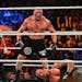 Brock Lesnar and The Undertaker battle it out at the WWE SummerSlam 2015 at Barclays Center of Brooklyn on August 23, 2015, in New York City.