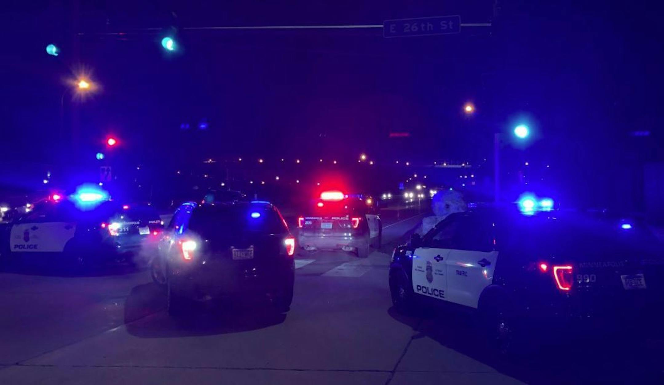 Police were at the scene after a pedestrian was struck and killed by a car at Hiawatha Avenue and 26th Street Wednesday morning.
