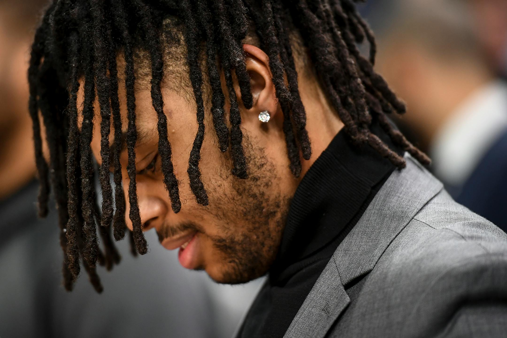 Minnesota Timberwolves guard D'Angelo Russell (0) before Saturday night's game against the LA Clippers.