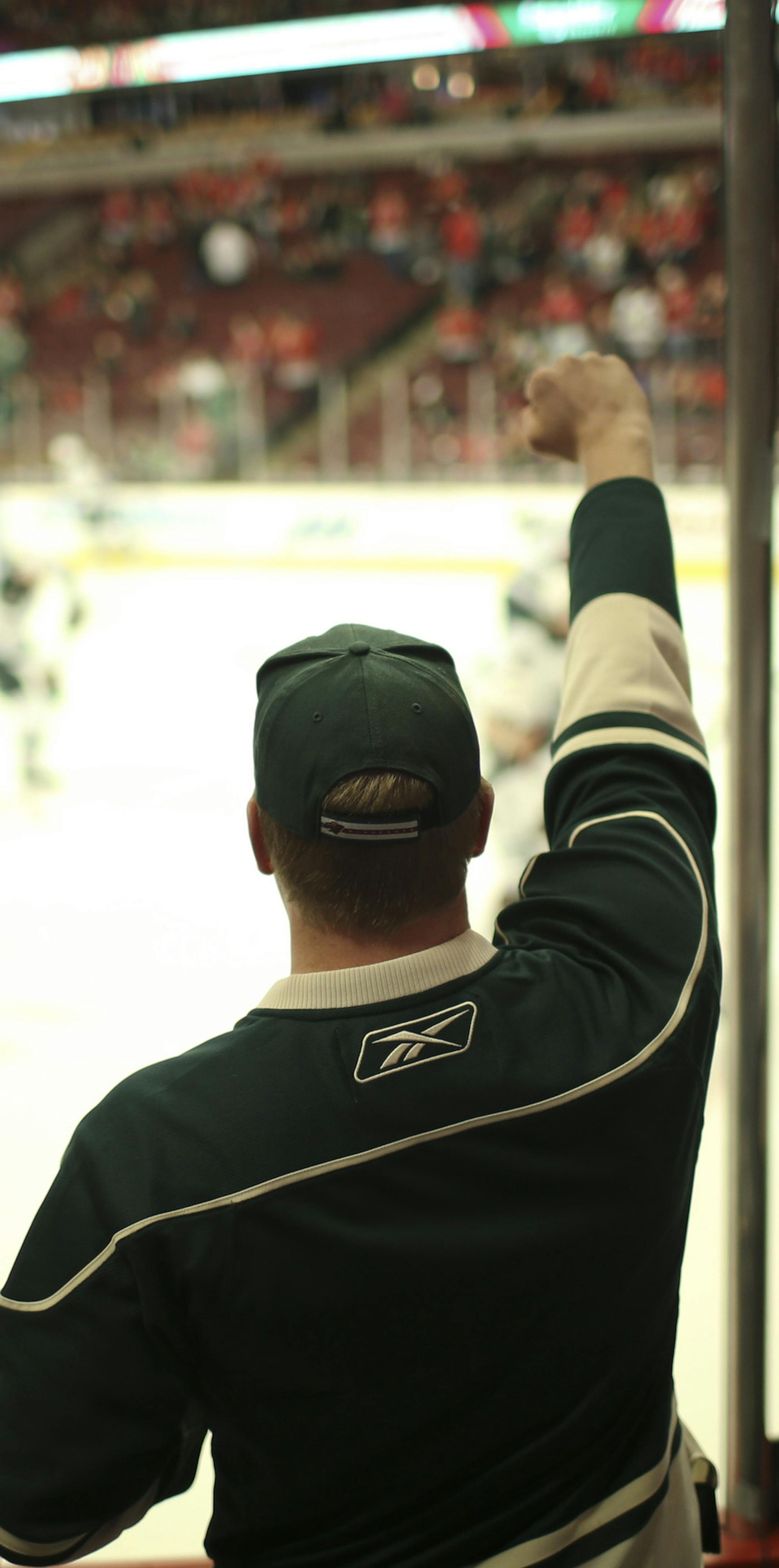 Chad Moore pumped his fist as the Wild took the ice for their game Friday night at United Center in Chicago. ] JEFF WHEELER ‚Ä¢ jeff.wheeler@startribune.com The Minnesota Wild began their NHL second round playoff series against the Chicago Blackhawks Friday night, May 2, 2014, at United Center in Chicago.