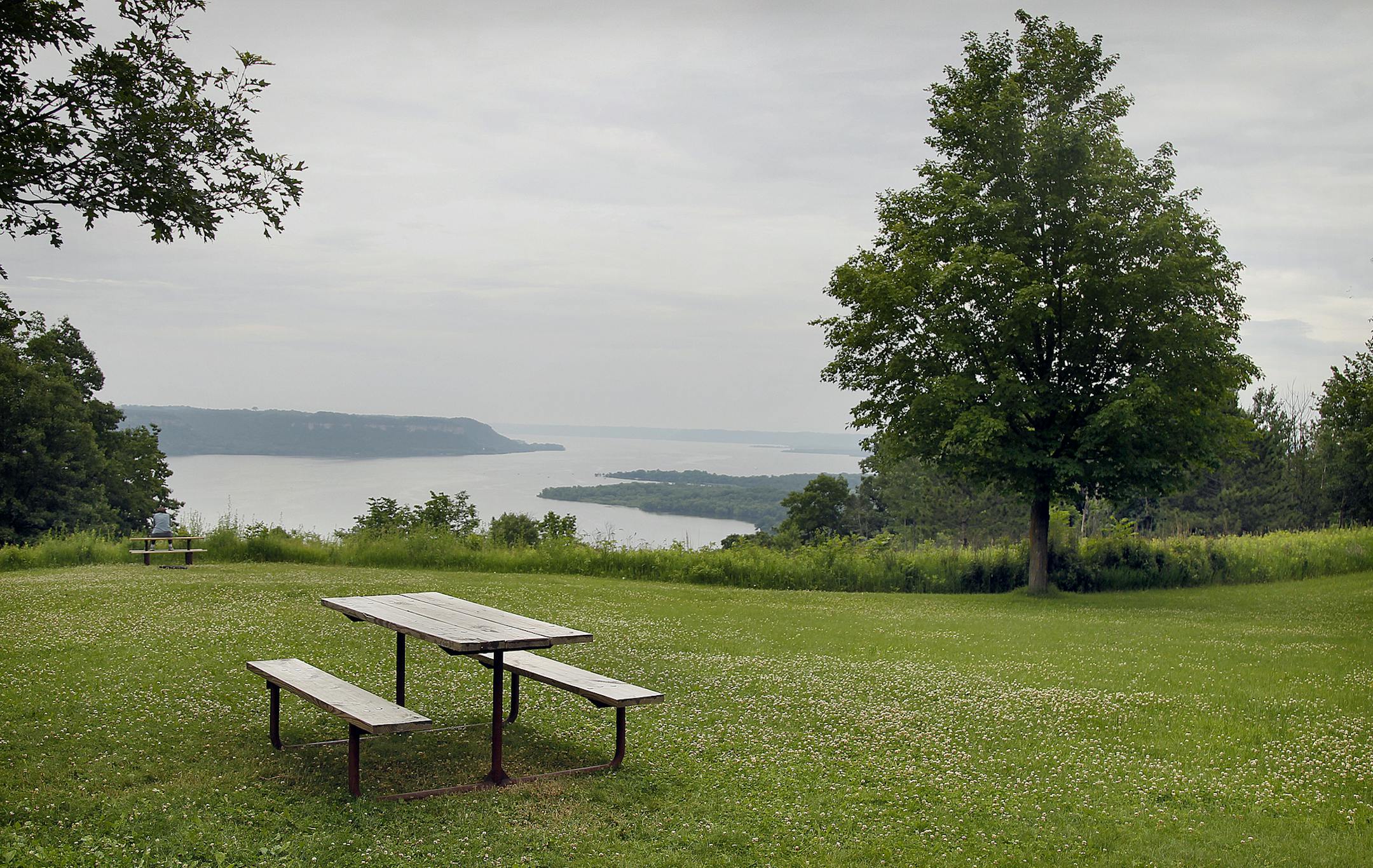 The picnic ground at Frontenac State Park, south of Red Wing, Minn., boasts gasp-inducing views of the Mississippi River as it widens into Lake Pepin.