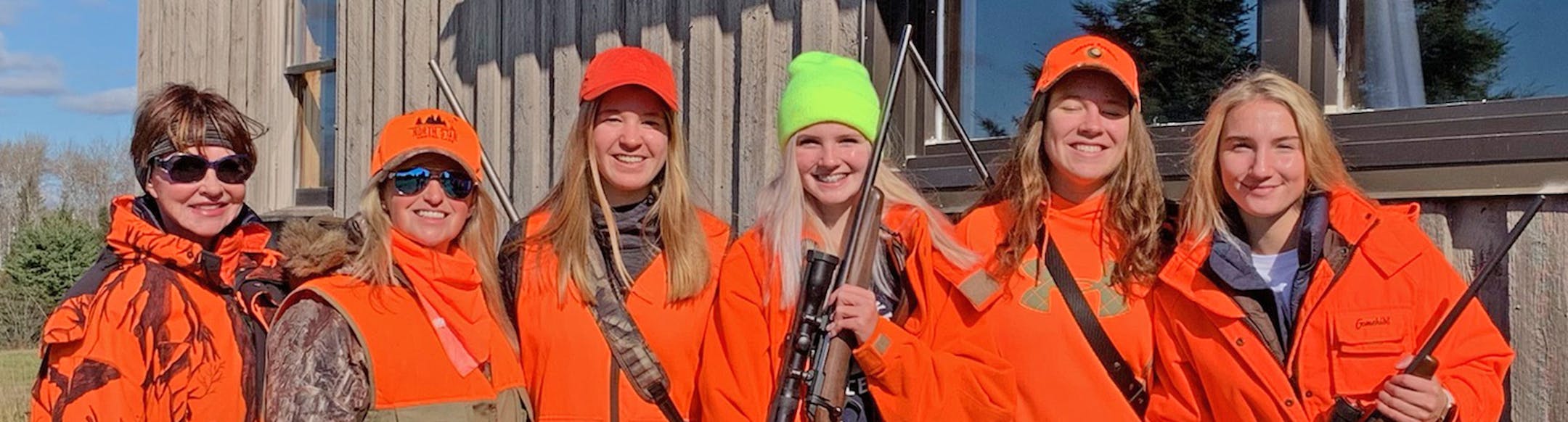 North of Hibbing this weekend, during the first-ever statewide youth deer hunt, Nancy Burkes, left, and Hillarie Glad, second from left, hosted Leah Bloomquist, 15 (who felled a deer at 100 yards Friday morning), Emma Burkes, 14, Nicole Bloomquist, 17 and Ayva Burkes, 16. Mikko Glad and Kaeleb Burkes, both age 10, also hunted.