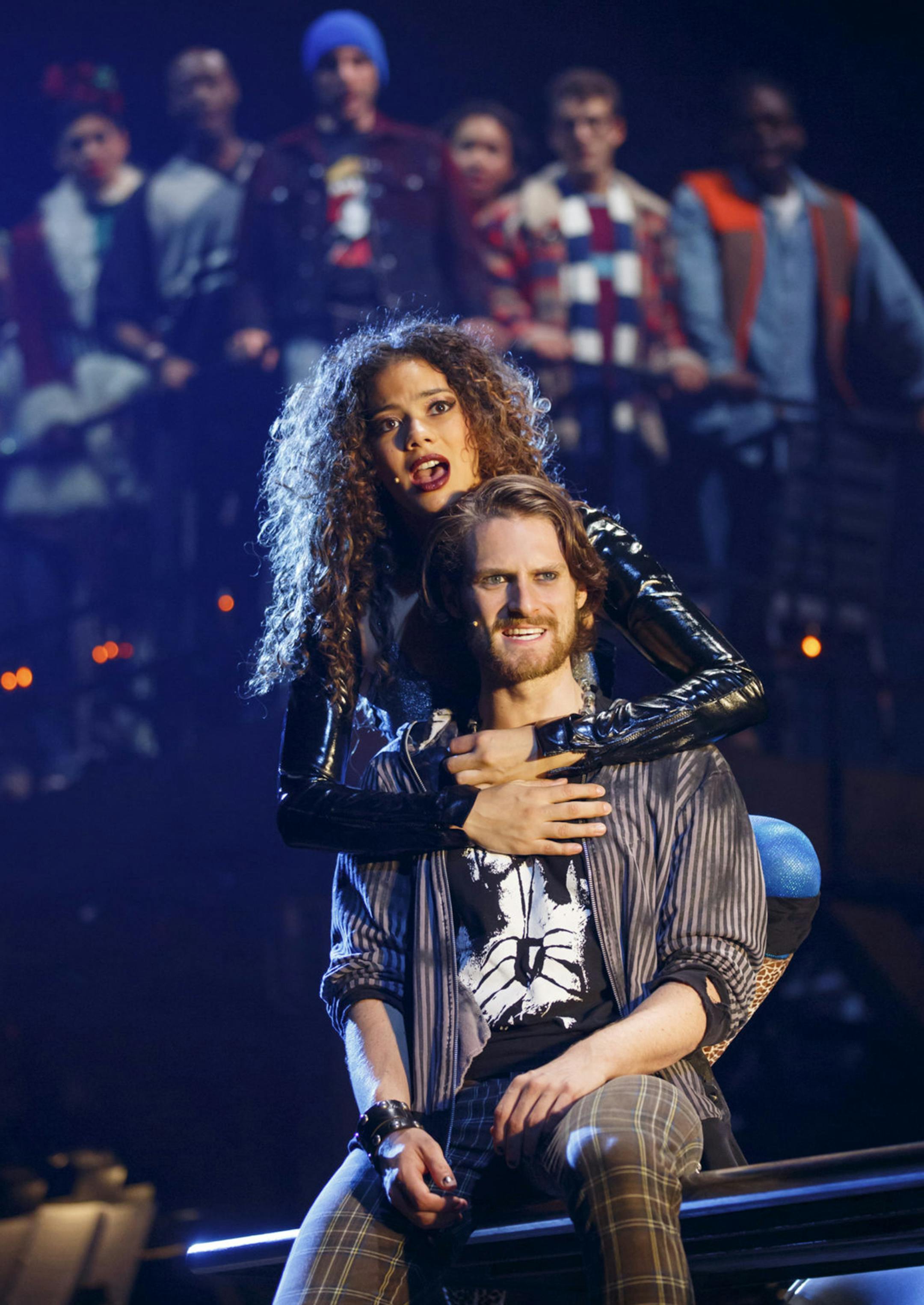 Skyler Volpe and Kaleb Wells in ìRent.î Photo by Carol Rosegg