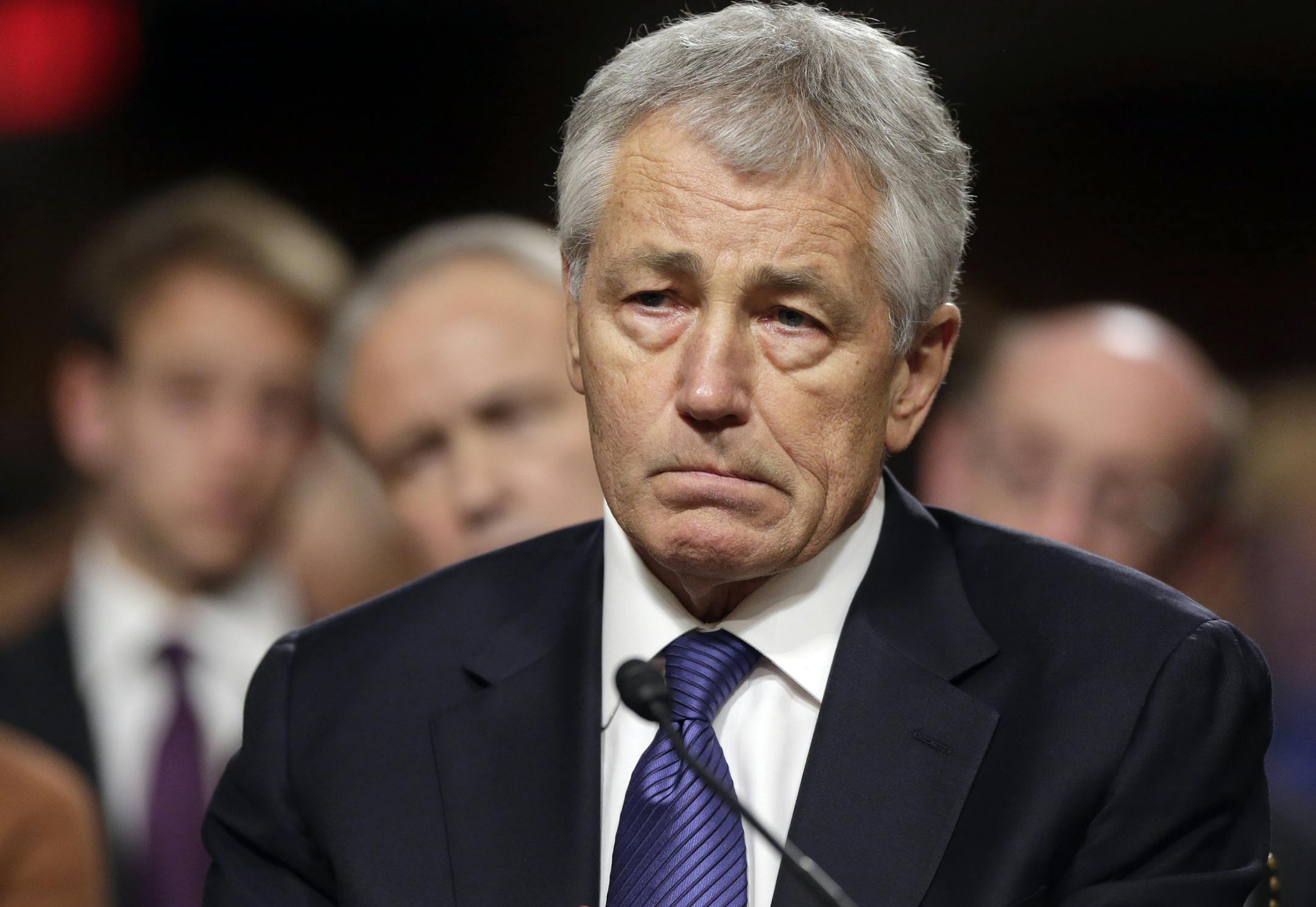 FILE - In this Jan. 31, 2013, file photo, Republican Chuck Hagel, President Obama's choice for Defense Secretary, testifies before the Senate Armed Services Committee during his confirmation hearing on Capitol Hill in Washington. Senate Republicans on Feb. 14, 2013, temporarily blocked a full Senate vote on Hagel's nomination as defense secretary.(AP Photo/J. Scott Applewhite, File)