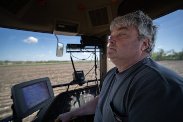 Mike Peterson planted corn on his land on Monday, May 16, 2022 in Northfield, Minn. 