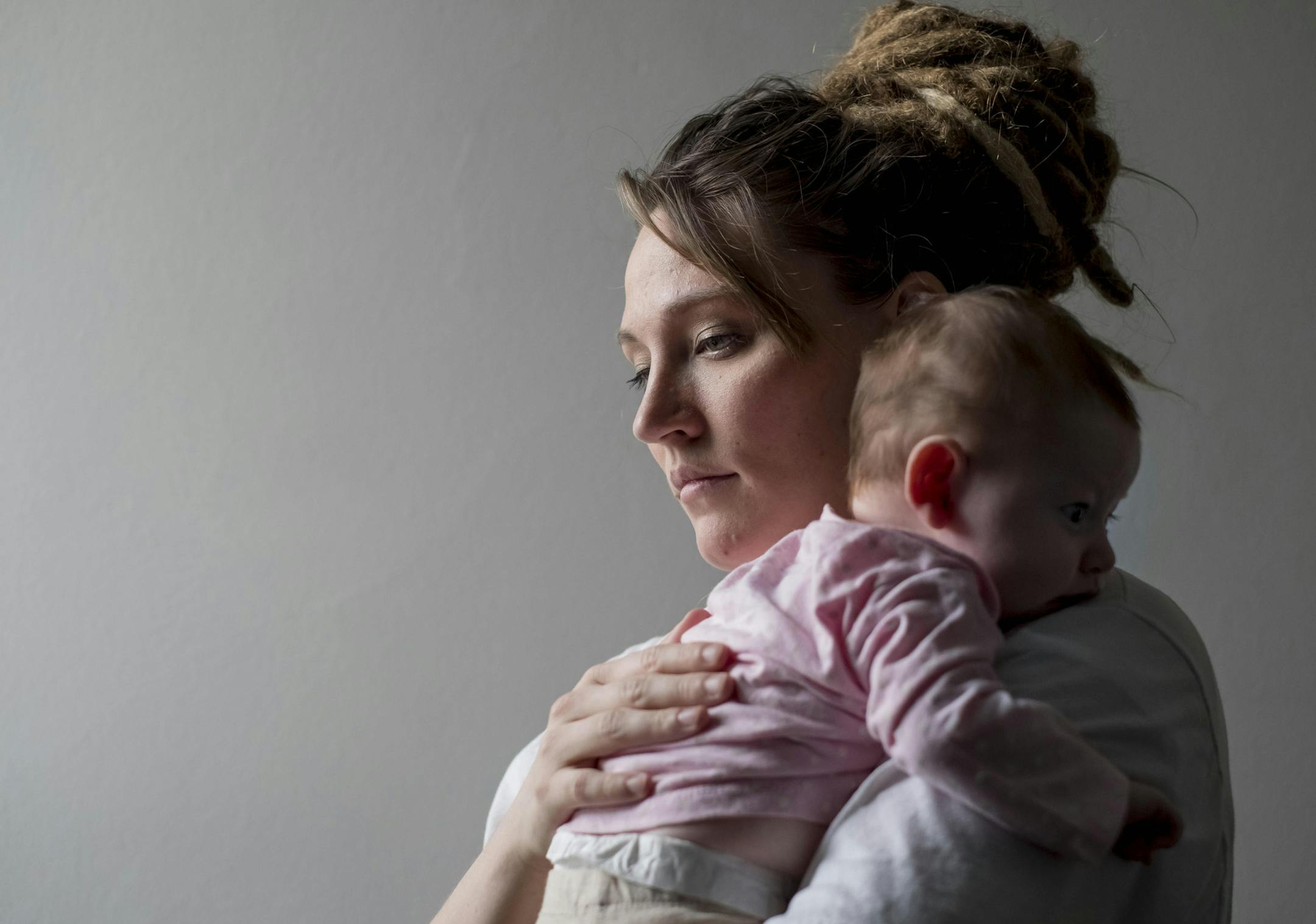Christine Duckwitz holds her 2-month-old daughter, Isabelle Mansker, at the Decatur Correctional Center in Decatur, Illinois on April 9, 2018. MUST CREDIT: photo for The Washington Post by Whitney Curtis.