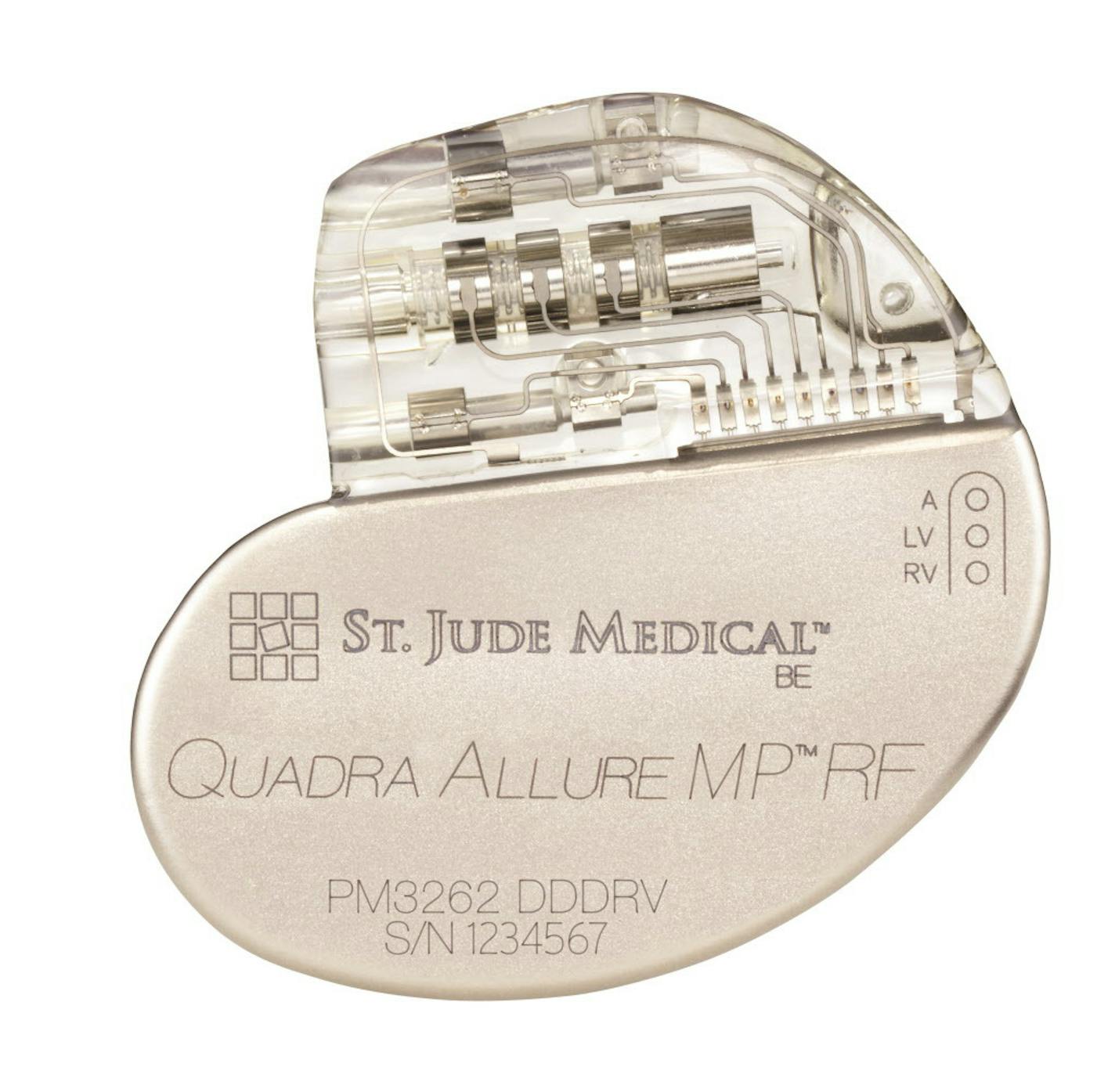 St Jude Medical's Quadra Allure MP&#xf4; cardiac resynchronization therapy pacemaker.