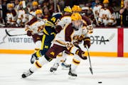 Gophers forward Jaxon Nelson plays a physical game and has a knack for scoring in big moments.