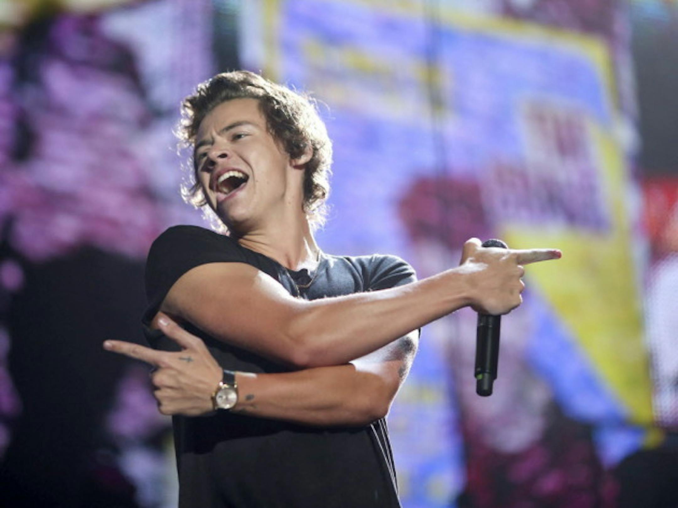 The one 1D member who seemed to get the biggest cheers, Harry Styles, at Target Center on Thursday. / Jeff Wheeler, Star Tribune