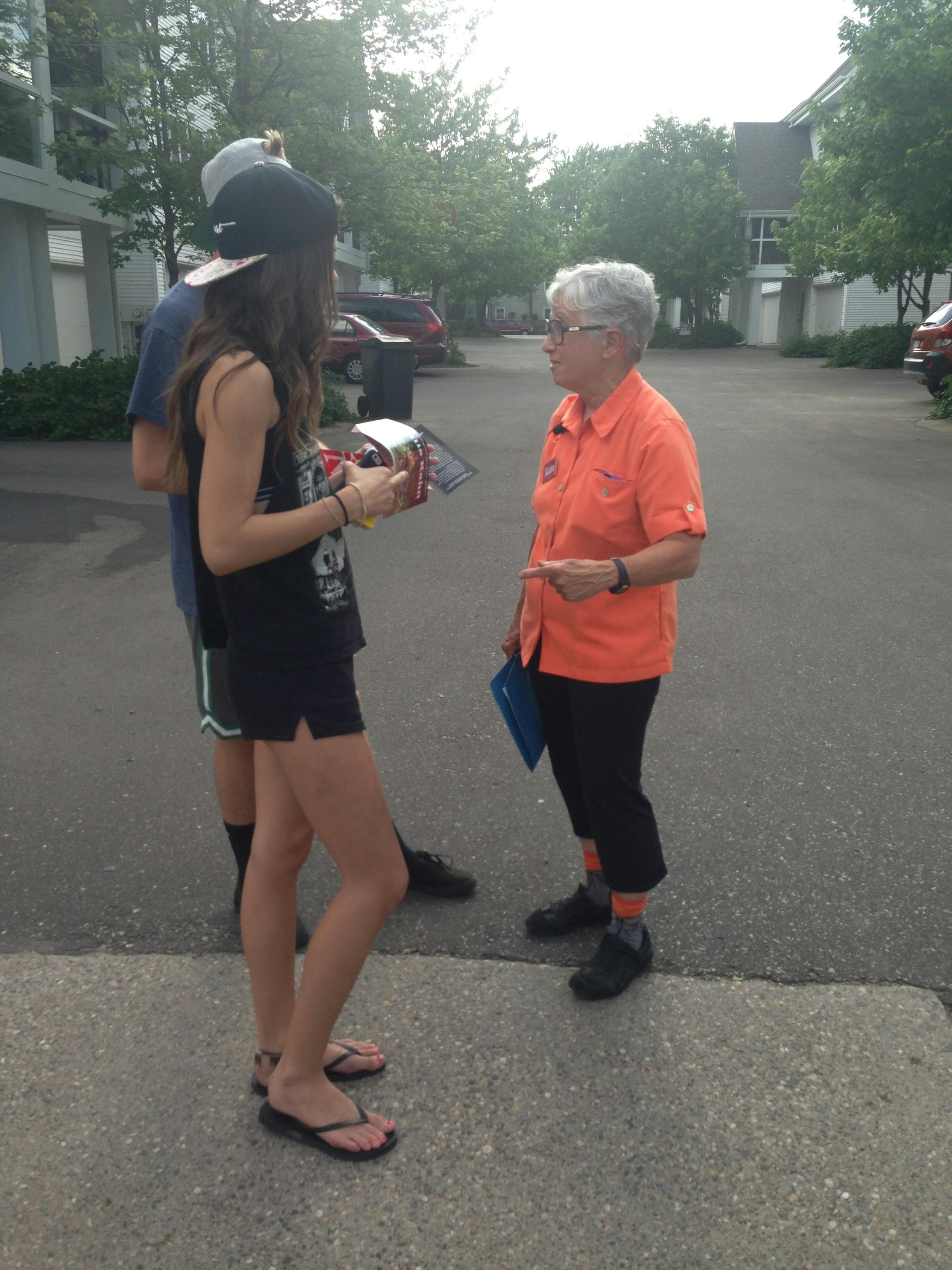 Rep. Phyllis Kahn during a recent campaign swing.