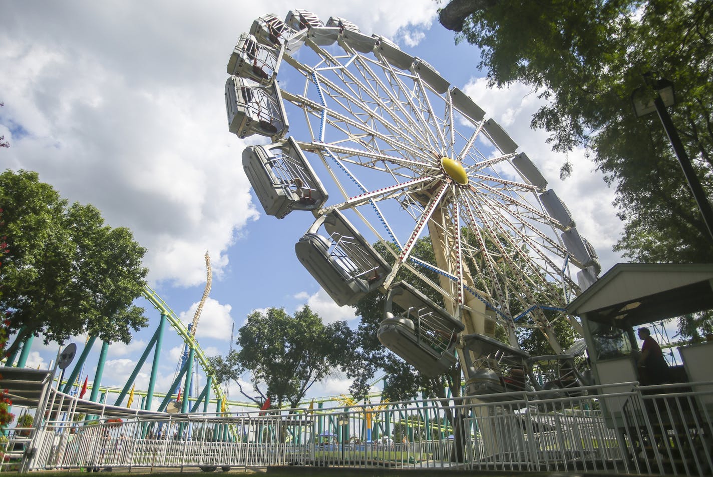 The Enterprise spins passengers in a circular motion for 90 seconds as it tilts on its axis until perpendicular to the ground. ] Timothy Nwachukwu &#x2022; timothy.nwachukwu@startribune.com Valleyfair's classic ride, the Enterprise, takes riders for a spin on Tuesday, August 2, 2016 in Shakopee. The 38-year-old ride will spin for its last time on August 21 before it is retired to make room for a new ride.