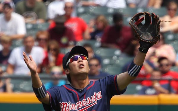 Twins second baseman Tsuyoshi Nishioka lost a pop fly in the sun hit by the Indians' Shelley Duncan in the sixth inning Wednesday.