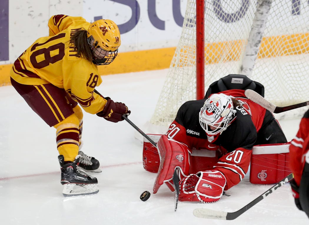 Abbey Murphy is away from her college team, the Gophers, this season play for Team USA.