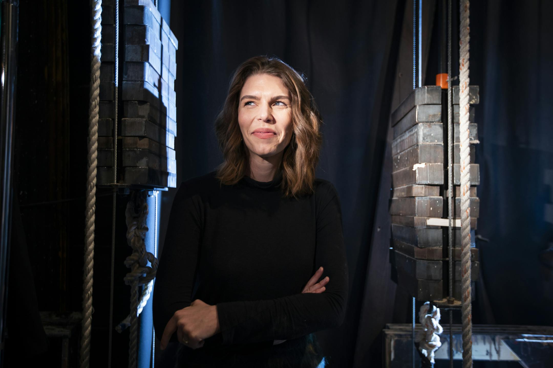 Sarah Rasmussen, artistic director at the Jungle Theater, poses for a portrait backstage. ] LEILA NAVIDI ¥ leila.navidi@startribune.com BACKGROUND INFORMATION: Sarah Rasmussen, artistic director at the Jungle Theater, photographed backstage at the Jungle Theater in Minneapolis on Friday, December 14, 2018.