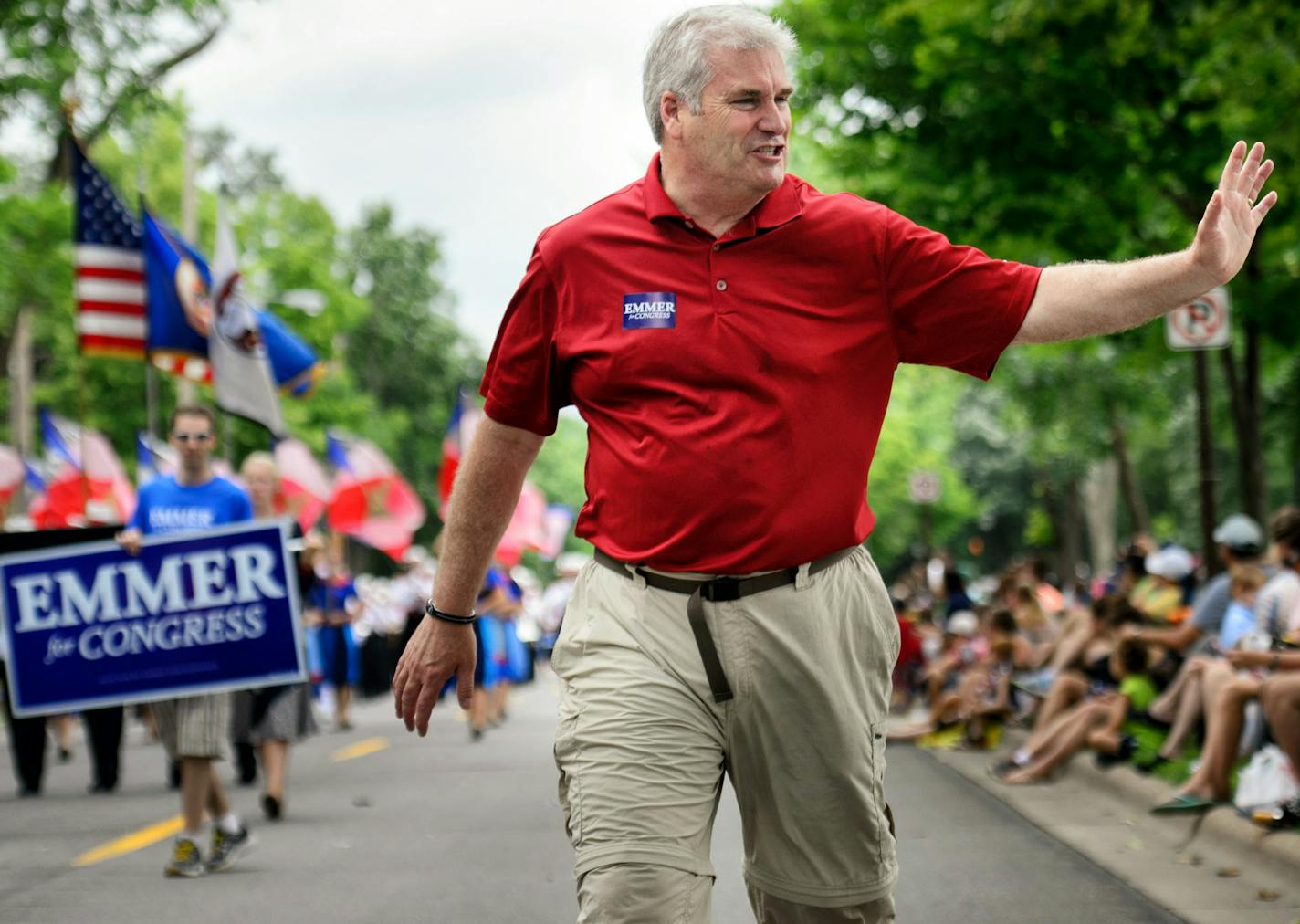 Sixth District candidate for Congress Tom Emmer marched in the Granite City Days parade in St. Cloud June 28, 2014 ] GLEN STUBBE * gstubbe@startribune.com