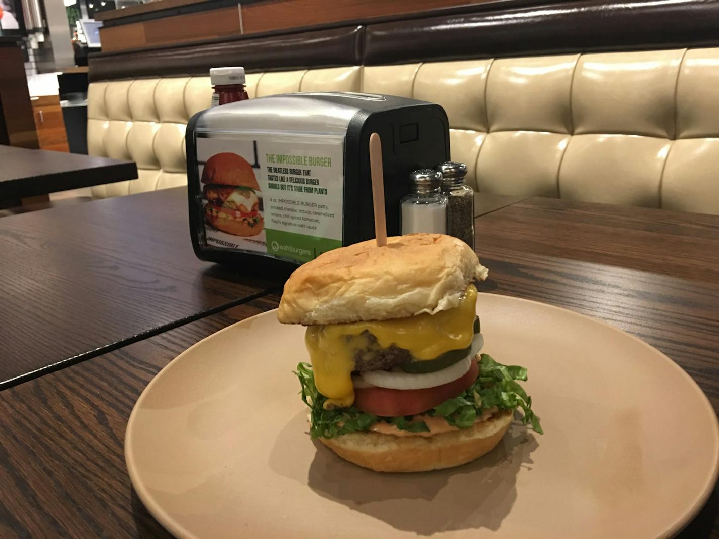 A cheeseburger at Wahlburger's in the Mall of America.