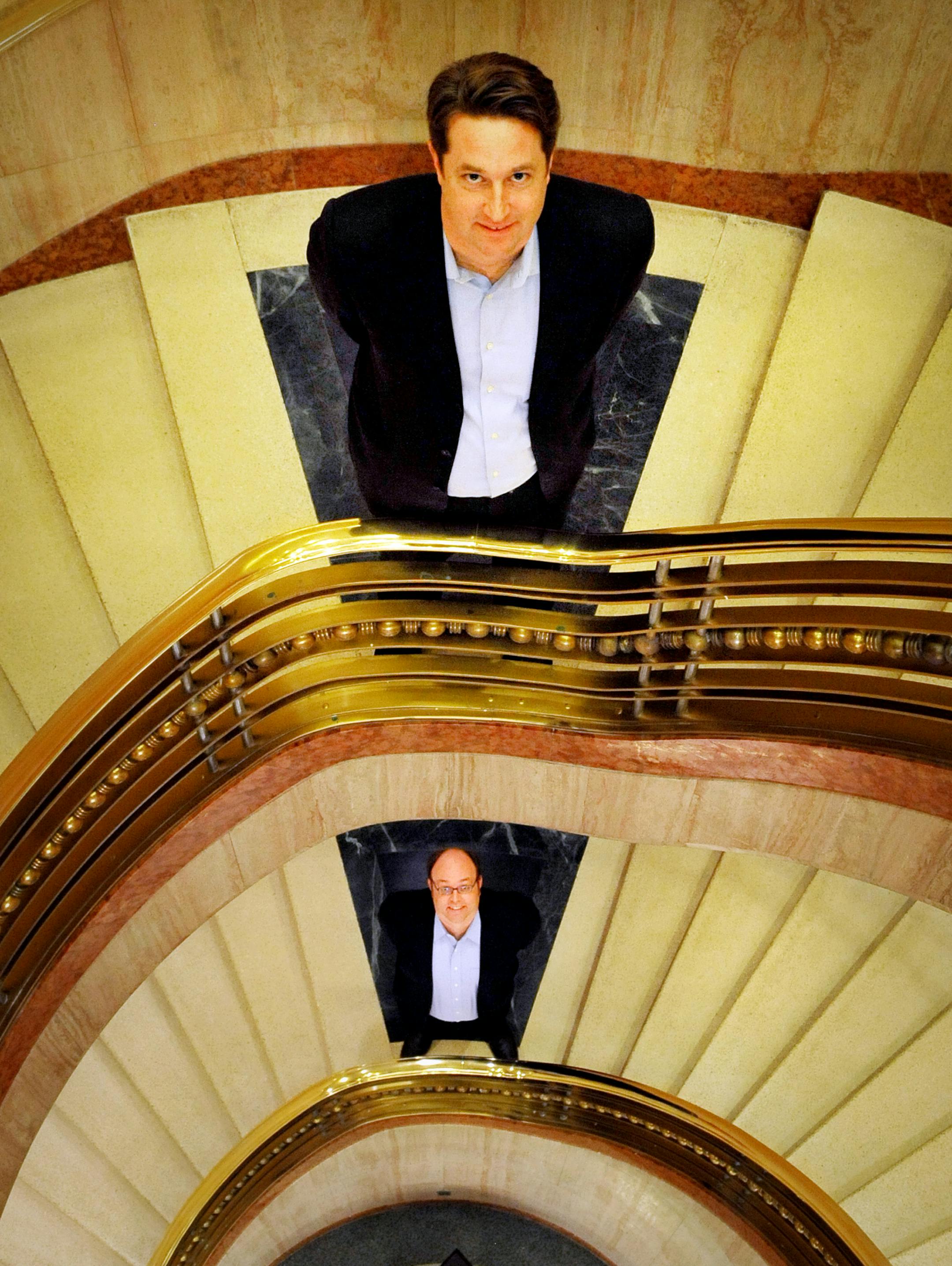 Deke George, top and Seth Peter, bottom, are the founders of NetSPI, a Minneapolis company that specializes in trying to breach the IT and infrastructure security systems employed by corporate and government clients and recommending changes needed to plug any holes they find.